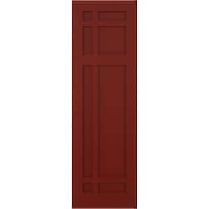 12 in. x 34 in. Flat Panel True Fit PVC San Juan Capistrano Mission Style Fixed Mount Shutters Pair in Pepper Red
