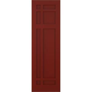 18 in. x 30 in. Flat Panel True Fit PVC San Juan Capistrano Mission Style Fixed Mount Shutters Pair in Pepper Red