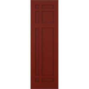 18 in. x 80 in. True Fit Flat Panel PVC San Juan Capistrano Mission Style Fixed Mount Shutters Pair in Pepper Red