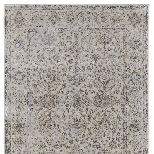 2 x 8 Brown, Ivory Oriental Runner Rug