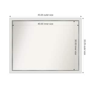 Medium Rectangle Satin White Silver Casual Mirror (33 in. H x 43 in. W)