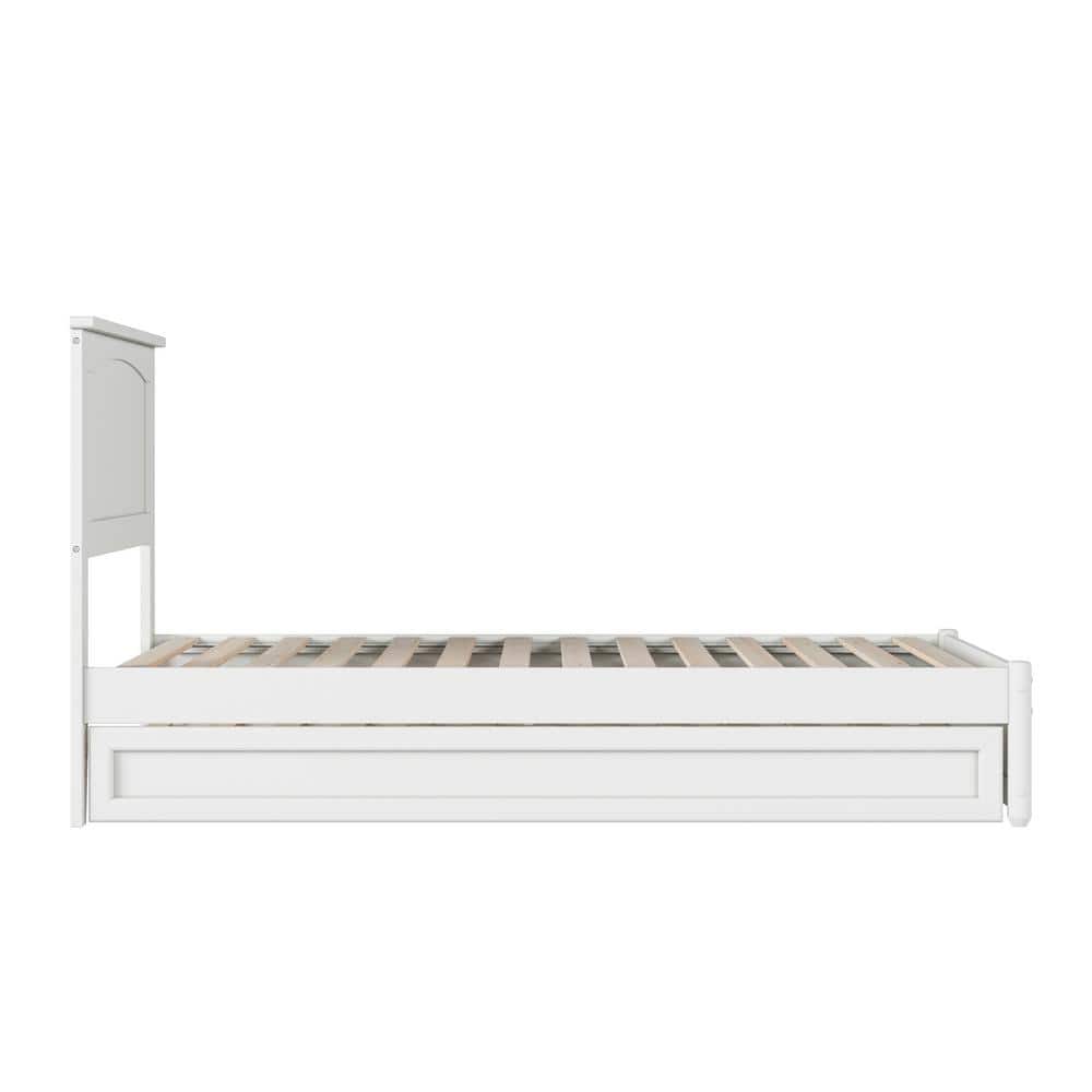 Malta Twin White Wood Platform Bed with Trundle and Slats