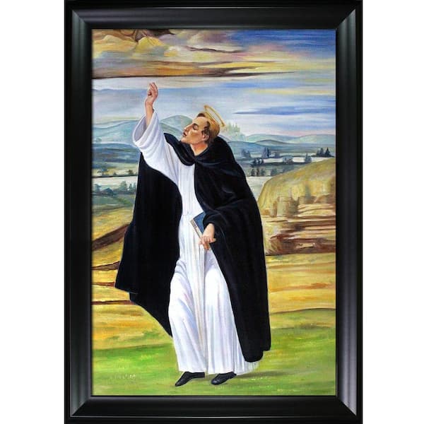 LA PASTICHE St. Dominic by Botticelli Black Matte Framed Religious Oil Painting Art Print 29 in. x 41 in.