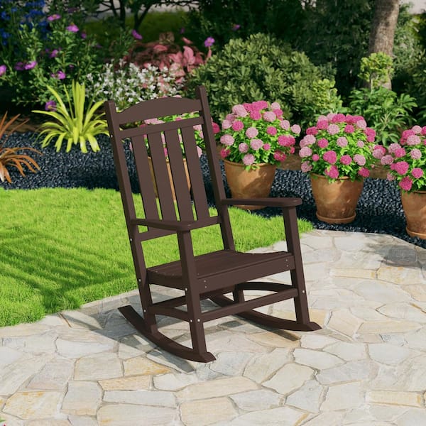 Kenly Dark Brown Classic Plastic Outdoor Rocking Chair