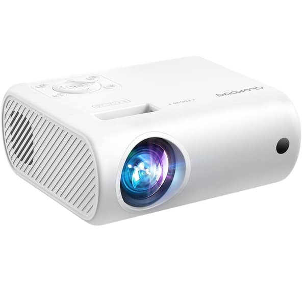 Lukyamzn 1920 x 1080 Full HD Mini Portable Projector with 9000 Lumens, Built-in Stereo Speakers & Compatible USB, HDMI, AV, TV