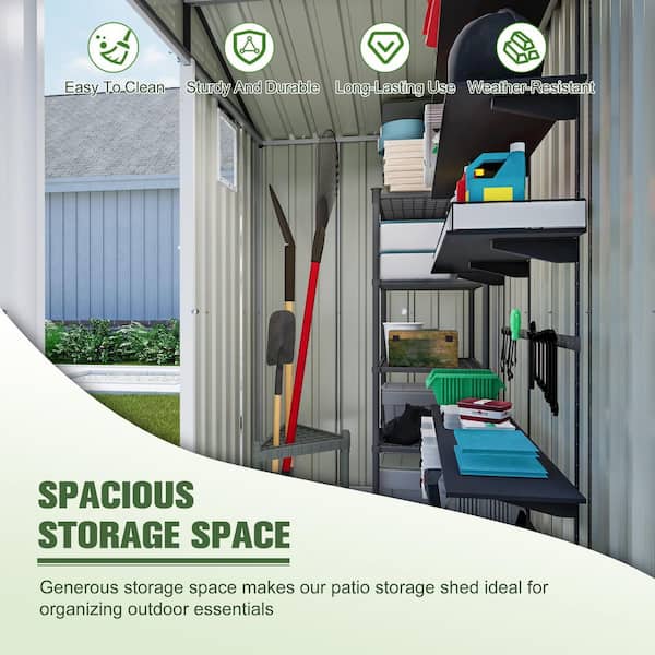 VAMOP Black 6 ft. W x 4 ft. D Metal Storage Shed with Double Door