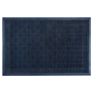 Black 24 in. x 36 in. Rubber Patterned Doormat