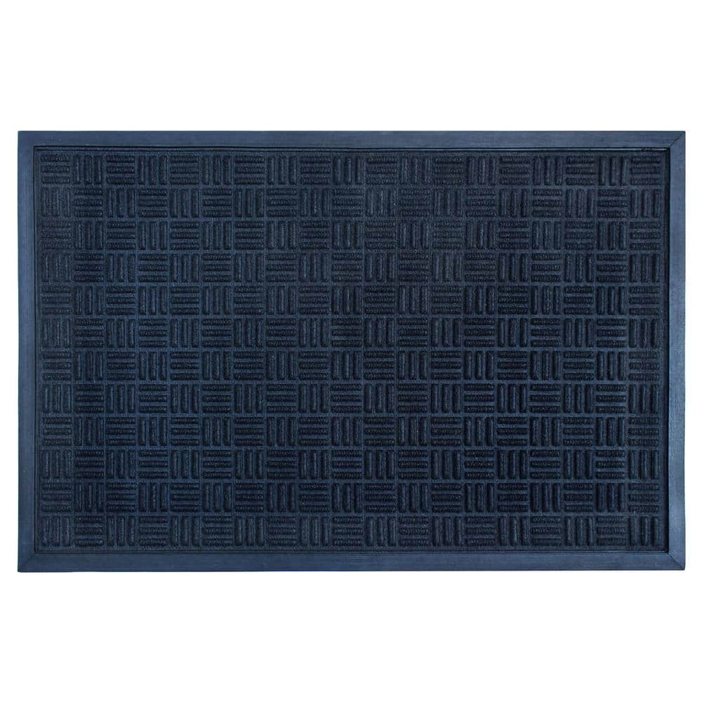 Patterned Black 24 in. x 36 in. Rubber Non-Slip Indoor Outdoor Door Mat