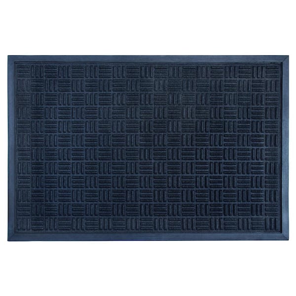 Unbranded Black 24 in. x 36 in. Rubber Patterned Doormat