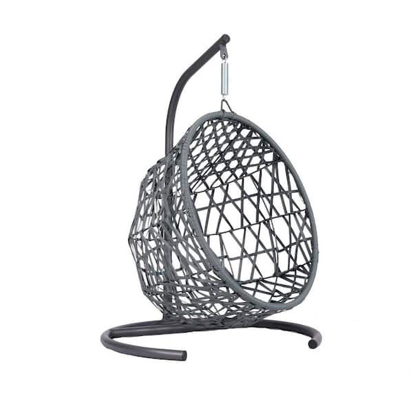 Cat Grey Wicker and Metal Hammock Bed for Small Cat with Grey Cushion