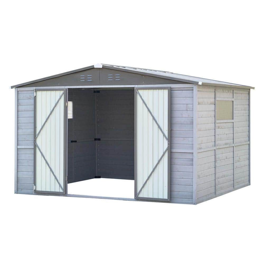 Endark 10 ft. W x 8 ft. D Outdoor Storage Grey Wood Shed with