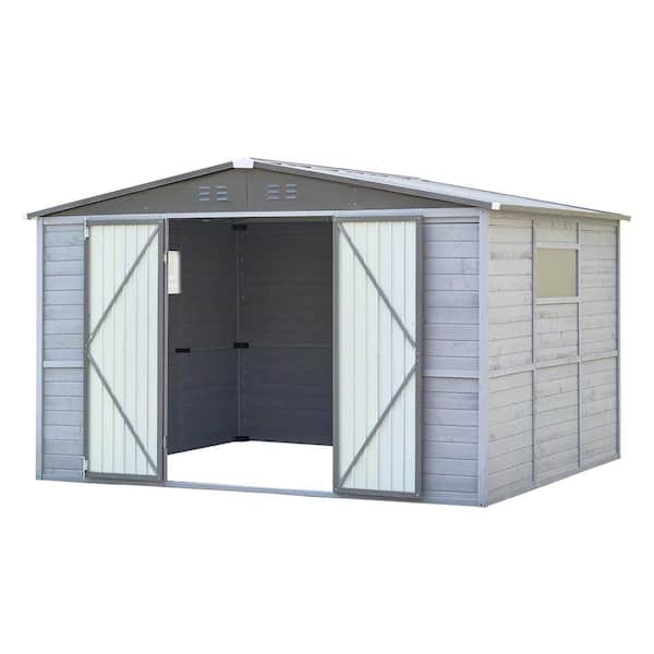 Endark 10 ft. W x 8 ft. D Outdoor Storage Grey Wood Shed with