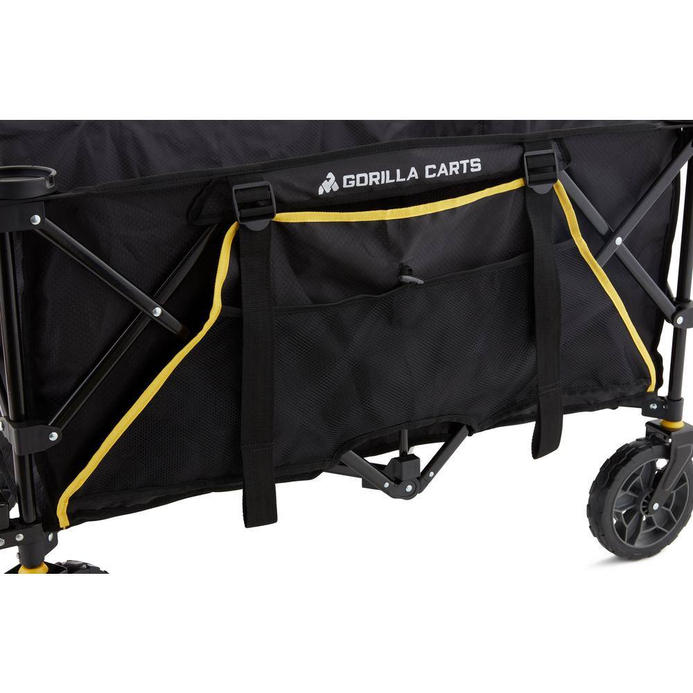 Black Steel Frame Collapsible Utility Wagon with Polyester Deck
