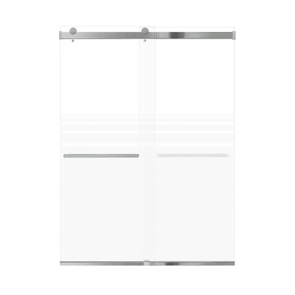 Transolid Brianna 60 in. W x 80 in. H Sliding Frameless Shower Door in Polished Chrome with Frosted Glass