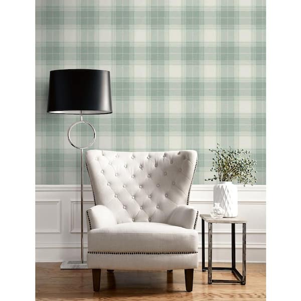 56 sq. ft. Sage Harrelson Plaid Unpasted Paper Wallpaper Roll