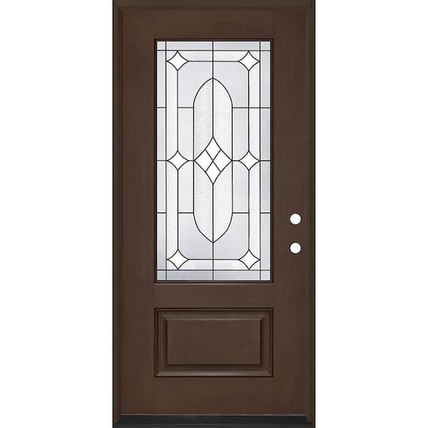 Regency 36 in. x 80 in. 3/4L Axis Glass LHIS Hickory Stain Fiberglass Prehung Front Door with 4-9/16 Jamb