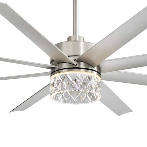 Fury 65 in. Indoor Integrated LED Brushed Nickel Industrial Ceiling Fan with Remote and Light Included Ceiling Fans