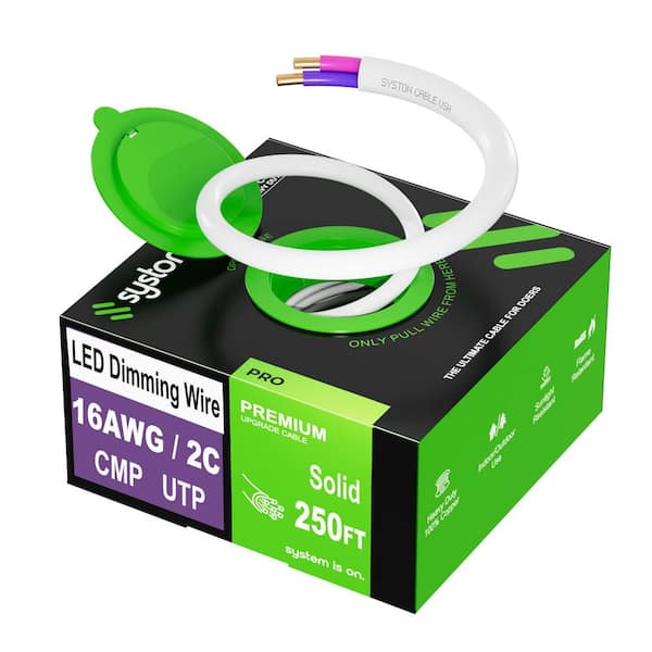 250 ft. 16/2 White CMP Solid Bare Copper Unshielded LED Lighting Dimmer Control and Ballast Connection Wire