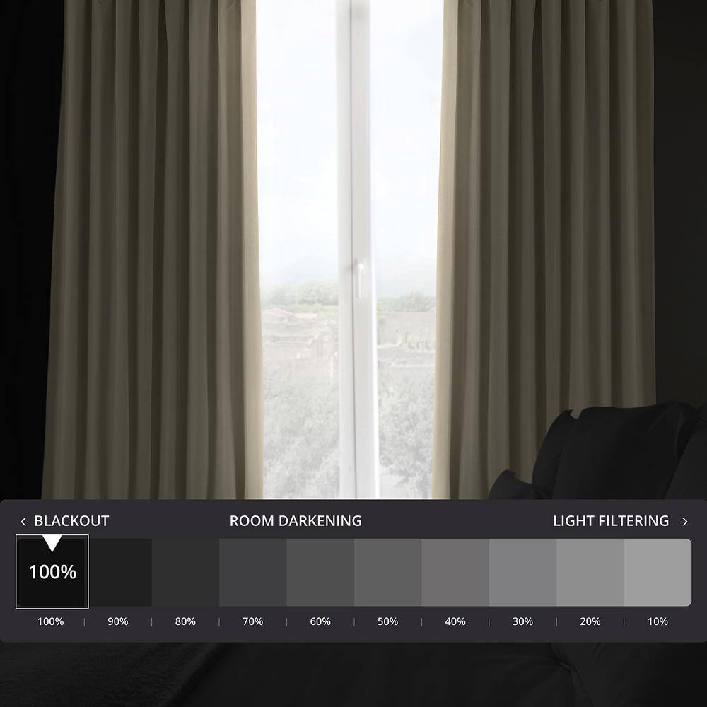 Ivory Velvet Blackout Extra Wide Curtain Panel, 100W x 120L