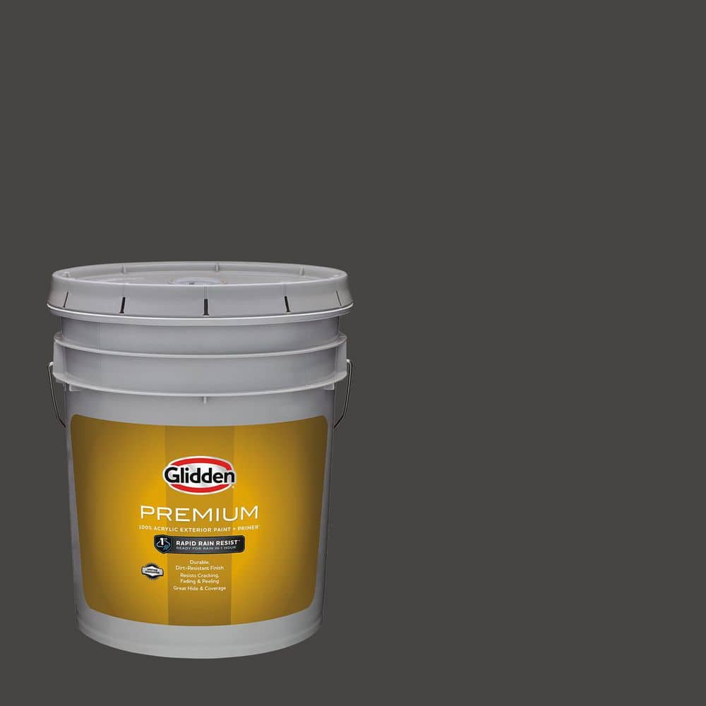 Glidden Premium 5 gal. PPG1011-7 Onyx Satin Exterior Latex Paint