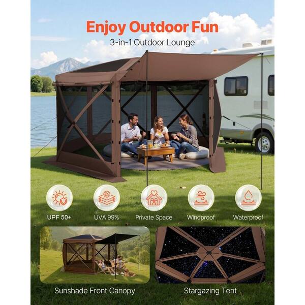 SKONYON 6-Sided Pop-Up Screen House Tent with Removable Top and
