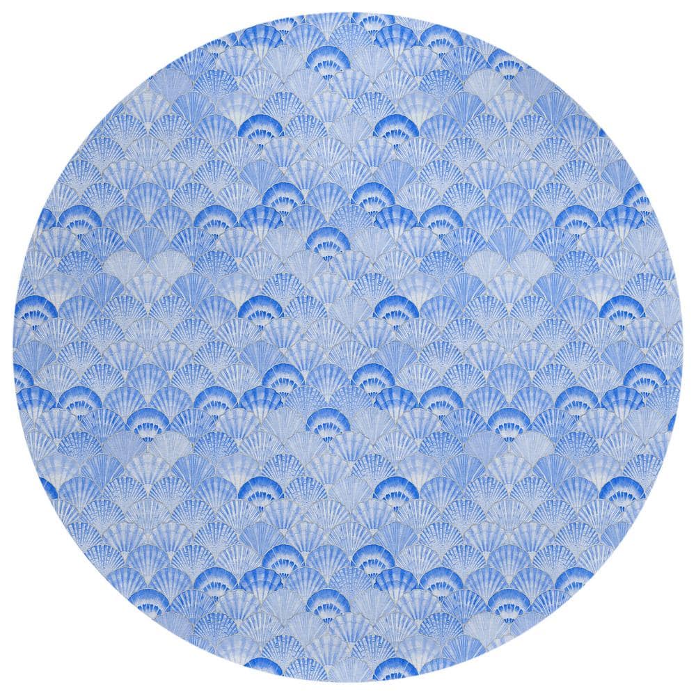 Surfside Blue 8 ft. x 8 ft. Geometric Indoor/Outdoor Area Rug