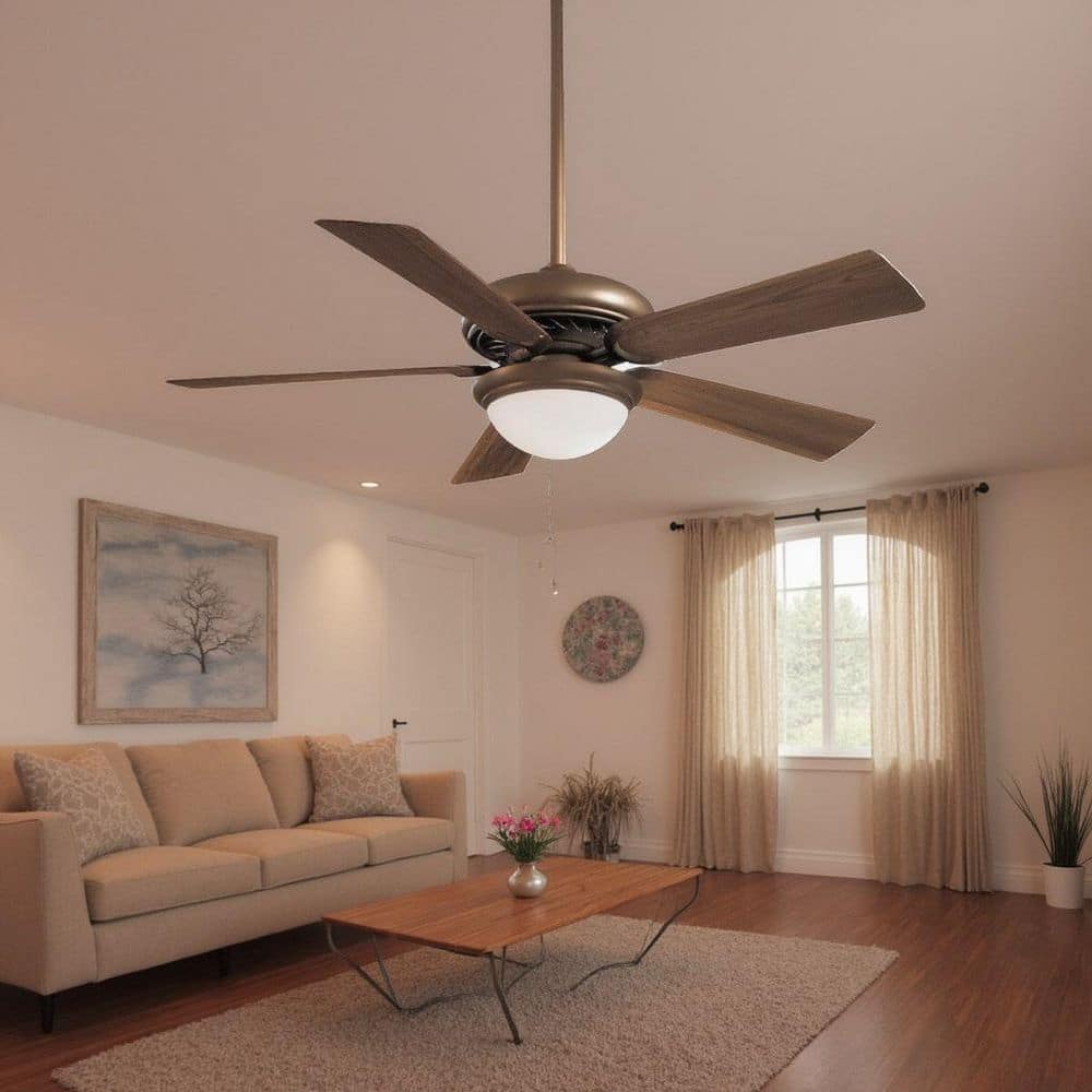 52" Oil Rubbed Bronze Ceiling Fan with Opal Glass Light and Remote