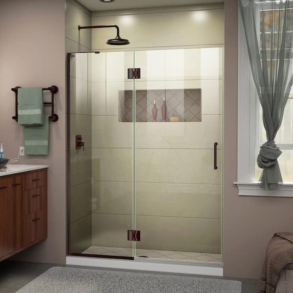 DreamLine Unidoor-X 53 in. x 72 in. Frameless Hinged Shower Door in Oil Rubbed Bronze