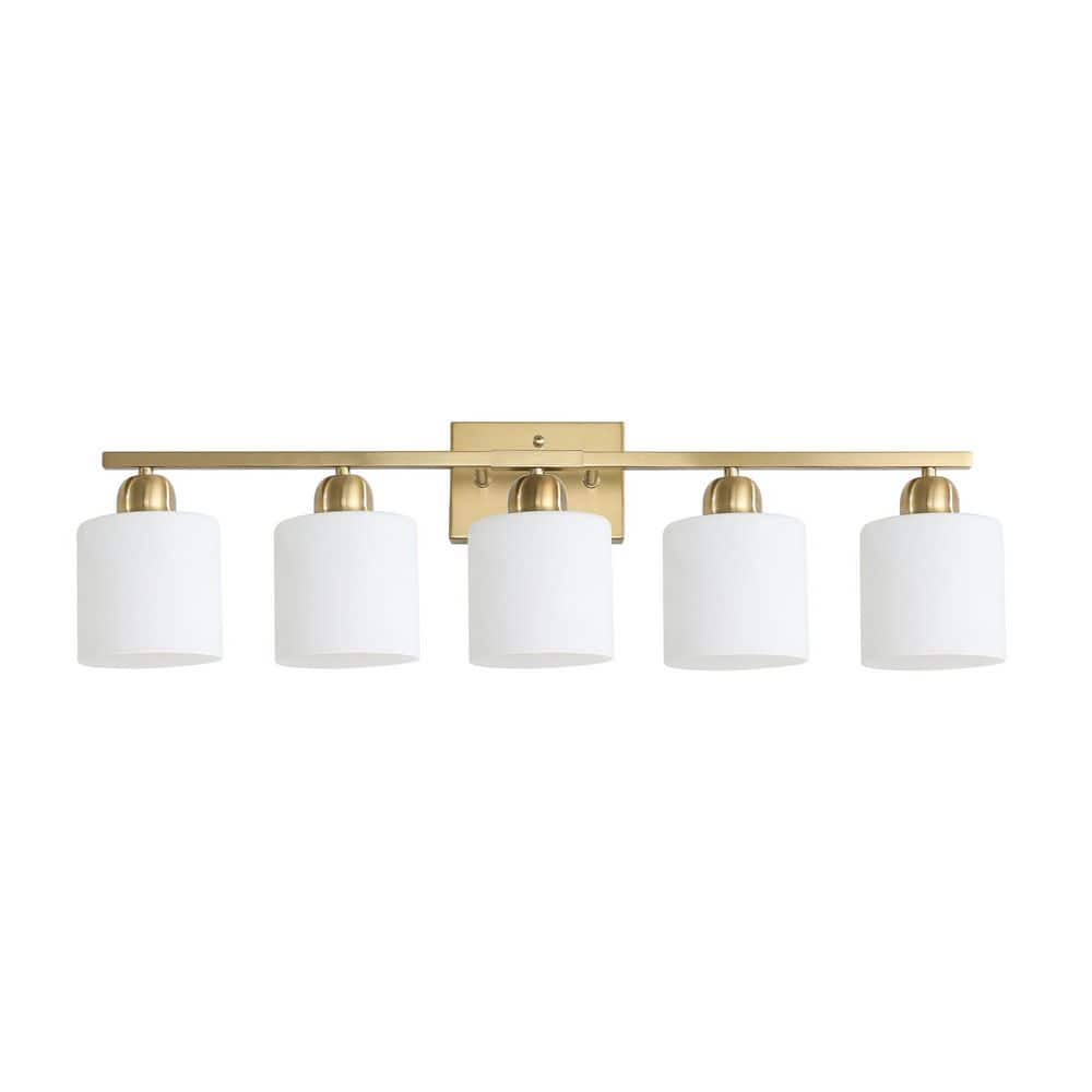 31.5 in. 5 Copper Vanity Light Fixture with Milky White Glass Shades price history on PriceWatchPro