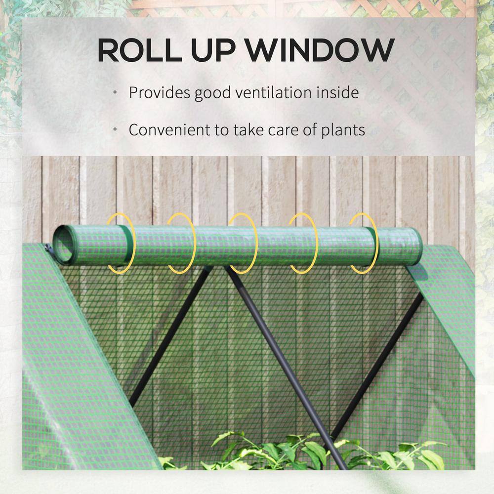 Green Galvanized Metal Mini Greenhouse with Raised Garden Bed