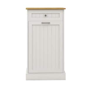 19.68 in. W x 13.77 in. D x 35.62 in. H Ready to Assemble Trash Can Kitchen Cabinet in White