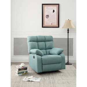 37 in. L Padded Flared Arm Fabric Rectangle Modern Handle Mechanism Recliner Sofa Chair in Teal
