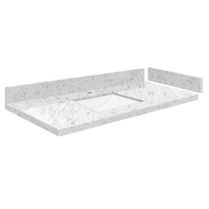 Silestone 48.5 in. W x 22.25 in. D Quartz White Rectangular Single Sink Vanity Top in Lyra