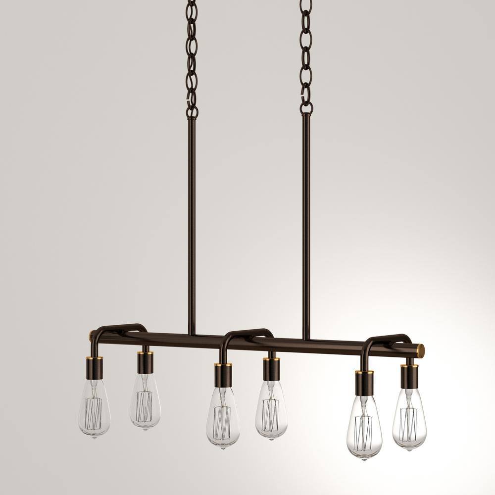 Bronze Mini 6-Light Linear Chandelier