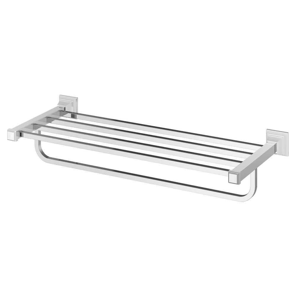 Chrome 24-Inch Wall Mounted Towel Rack with Shelf