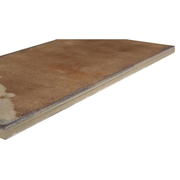 Exhale Marron 5.91 in. x 12.44 in. Glossy Porcelain Floor and Wall