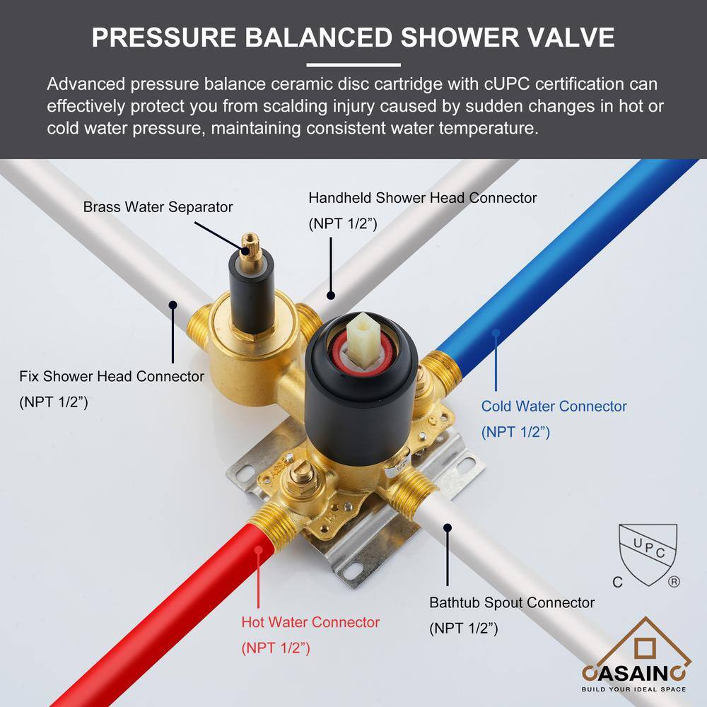 Nickel Wall-Mounted Multi-Head Rain Shower System with Filter