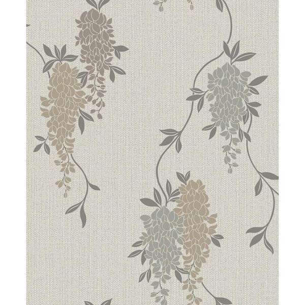 Fine Decor Aisla Neutral Wisteria Non-Pasted Wallpaper, 57.5 sq. ft.