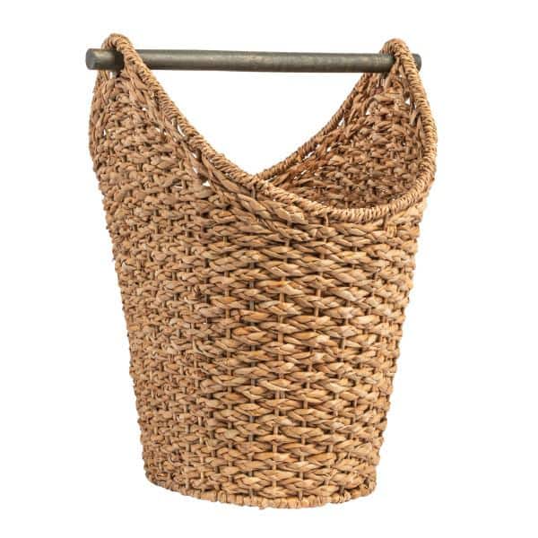 Natural Bankuan Braided Oval Toilet Paper Basket with Wood Bar