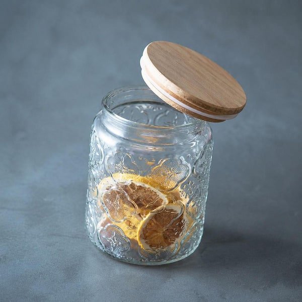 2-Piece 24 oz. Glass Food Storage Jar Set with Airtight Lid for Kitchen Counter Storage