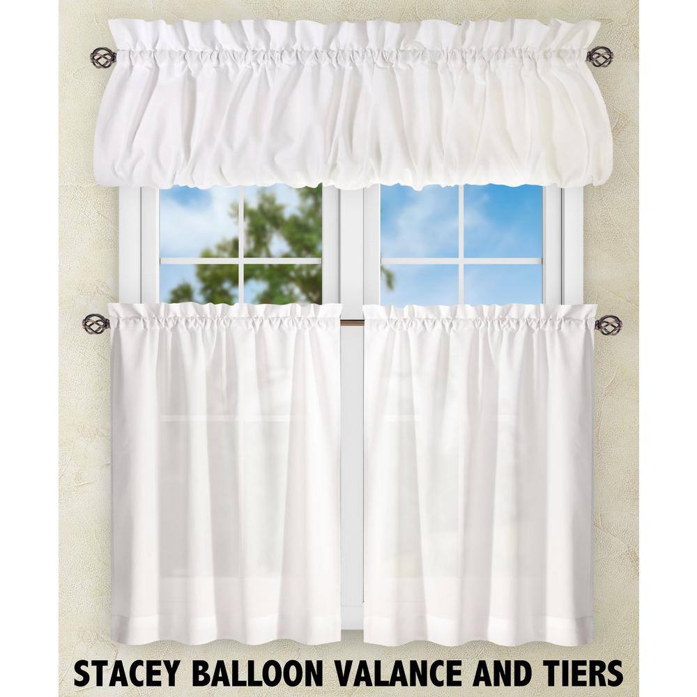 Ellis Stacey 1.5" Rod Pocket High Quality Fabric Solid Color Window Tailored Tier Pair 56"x45" White