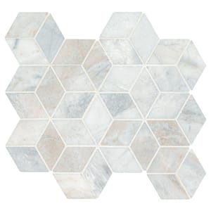 Arabescato Carrara Venato Cube 12 in. x 12 in. Mixed Marble Mesh-Mounted Mosaic Floor and Wall Tile (9.8 sq. ft./Case)