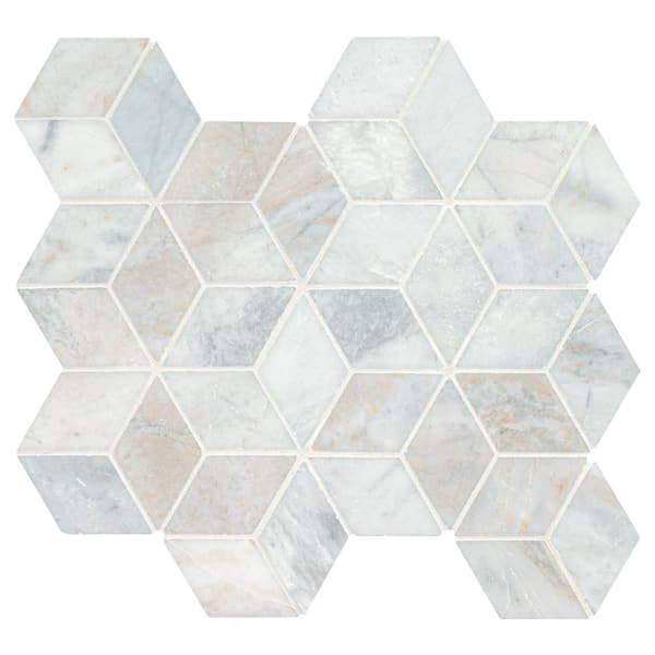 MSI Arabescato Carrara Venato Cube 12 in. x 12 in. Mixed Marble Mesh-Mounted Mosaic Floor and Wall Tile (9.8 sq. ft./Case)