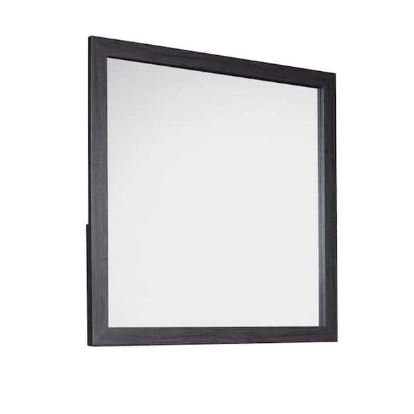 Benjara Black 39.53 in. W x 0.98 in. H Modern Square Wood Dresser Mirror