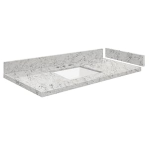 Silestone 43.5 in. W x 22.25 in. D Quartz White Rectangular Single Sink Vanity Top in Pietra
