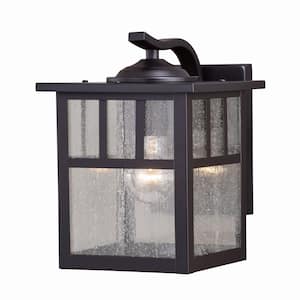 Mission 1 Light Bronze Rectangle Outdoor Wall Lantern Clear Glass