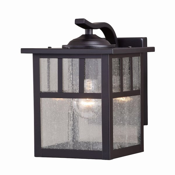 VAXCEL Mission 1 Light Bronze Rectangle Outdoor Wall Lantern Clear Glass