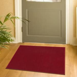 Ottohome Collection Non-Slip Rubberback Modern Solid Design 2x3 Indoor Entryway Mat, 2 ft. 3 in. x 3 ft., Red