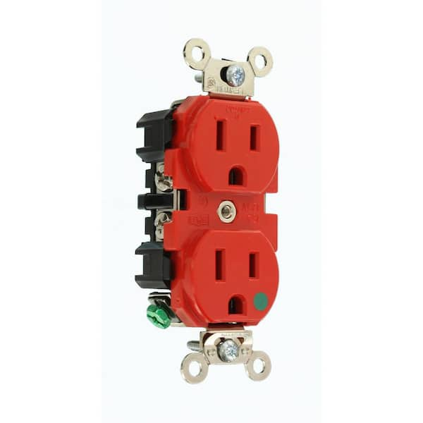 Leviton 15 Amp 125 V Hospital Grade Duplex Outlet/Receptacle, Red (1-Pack) 08200-R