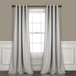 Light Gray Polyester Insulated 84 in. x 52 in. Grommet Blackout Room Darkening Curtain (Double Panel)